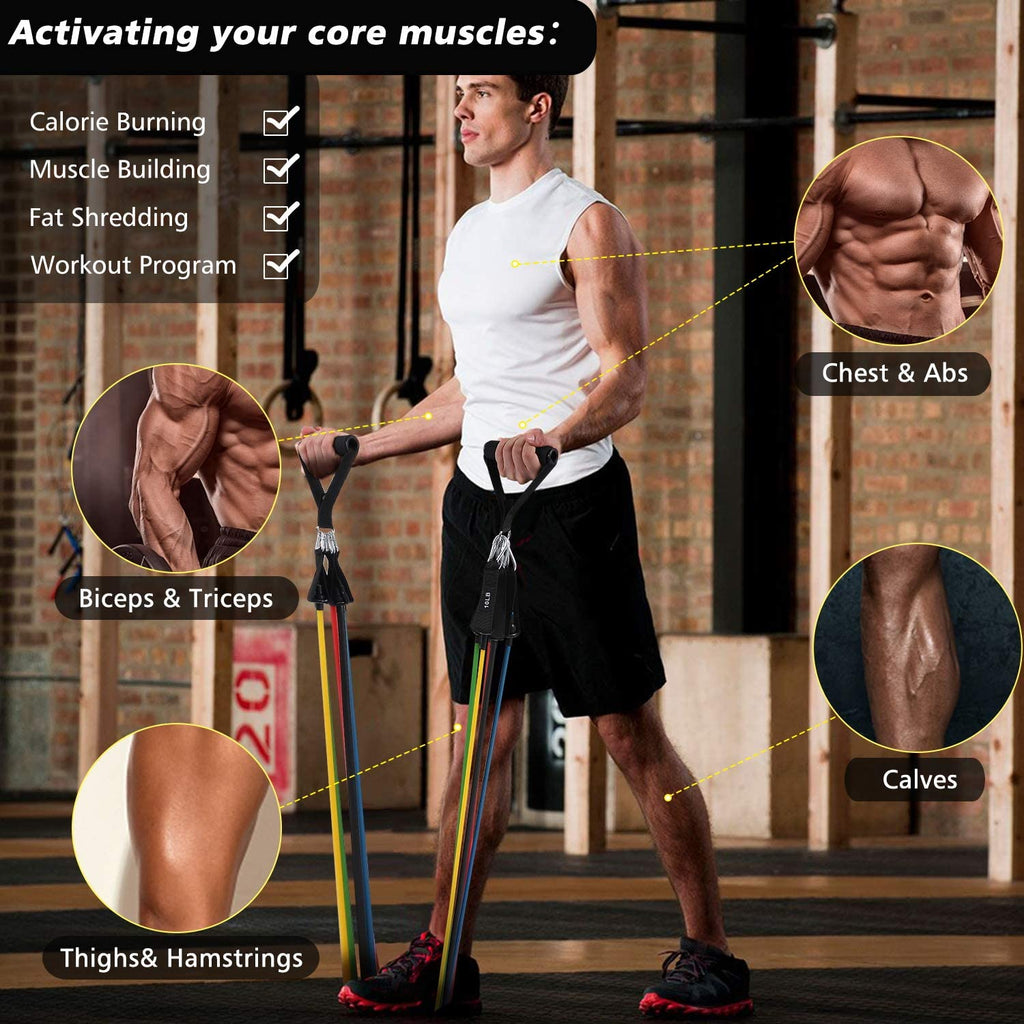 11 Pcs Resistance Bands Set with Handles Pakistan
